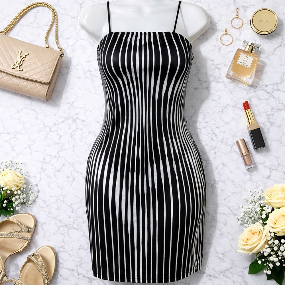 Black and White Striped Dress